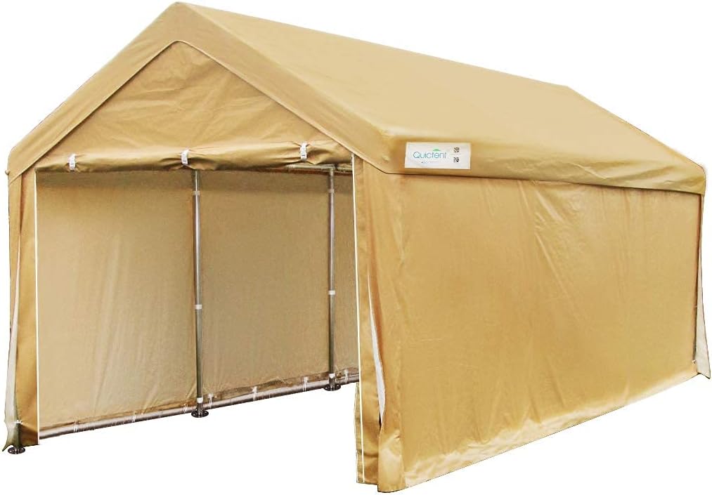 13'X20' Heavy Duty Car Canopy with Reinforced Ground Bars-Beige A50510