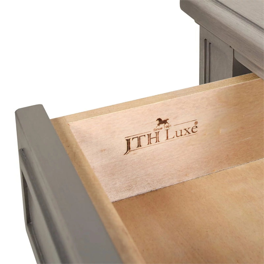 Gold Accent 5-Drawer Wood Desk Grey D389895