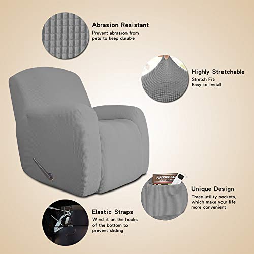 Oversize Recliner Stretch Sofa Slipcover 1 Piece Polyester Spandex Jacquard Fabric Natural B587