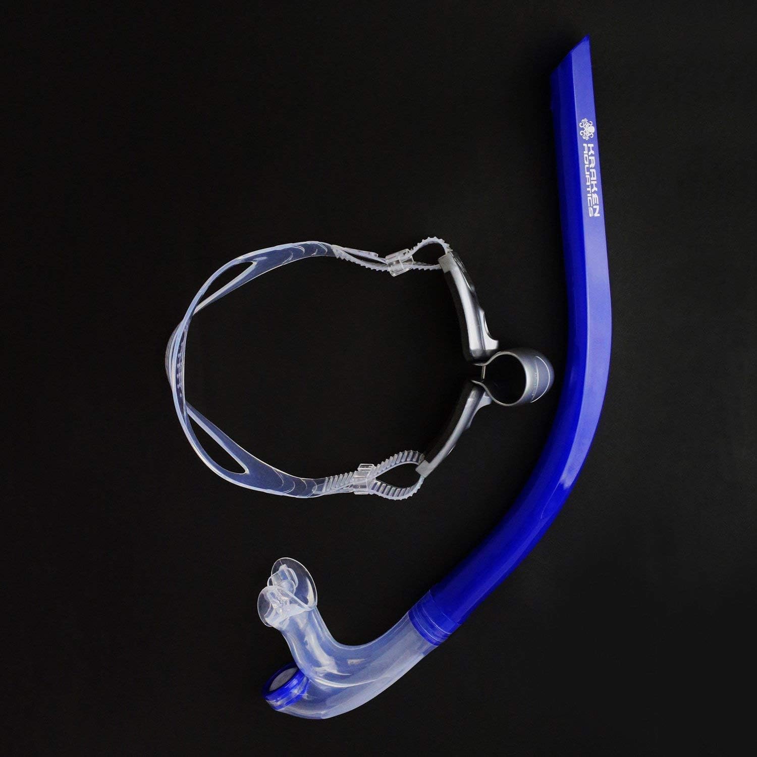 Blue Center Mount Snorkel with Silicone Mouthpiece and One-Way Purge Valve I3419