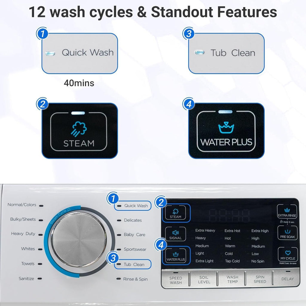 Stackable Washer And Dryer Combo, 4.5 Cu. Ft Front Load Washing Machine + 8.0 Cu.Ft Clothes Dryer A3983