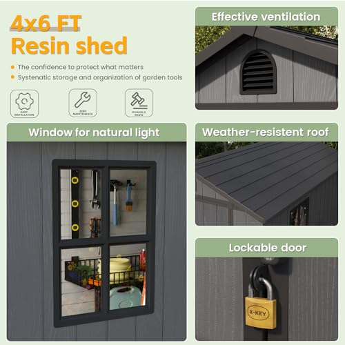 4 x 6 FT White Plastic Resin Shed O724
