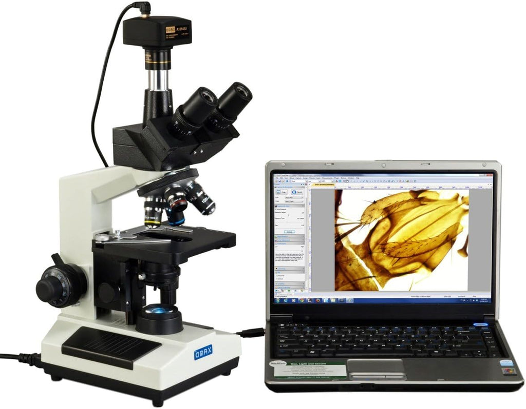 40X-2500X Full Size Lab Digital Trinocular Compound LED Microscope with 14MP USB Camera and 3D Mechanical Stage Q1737