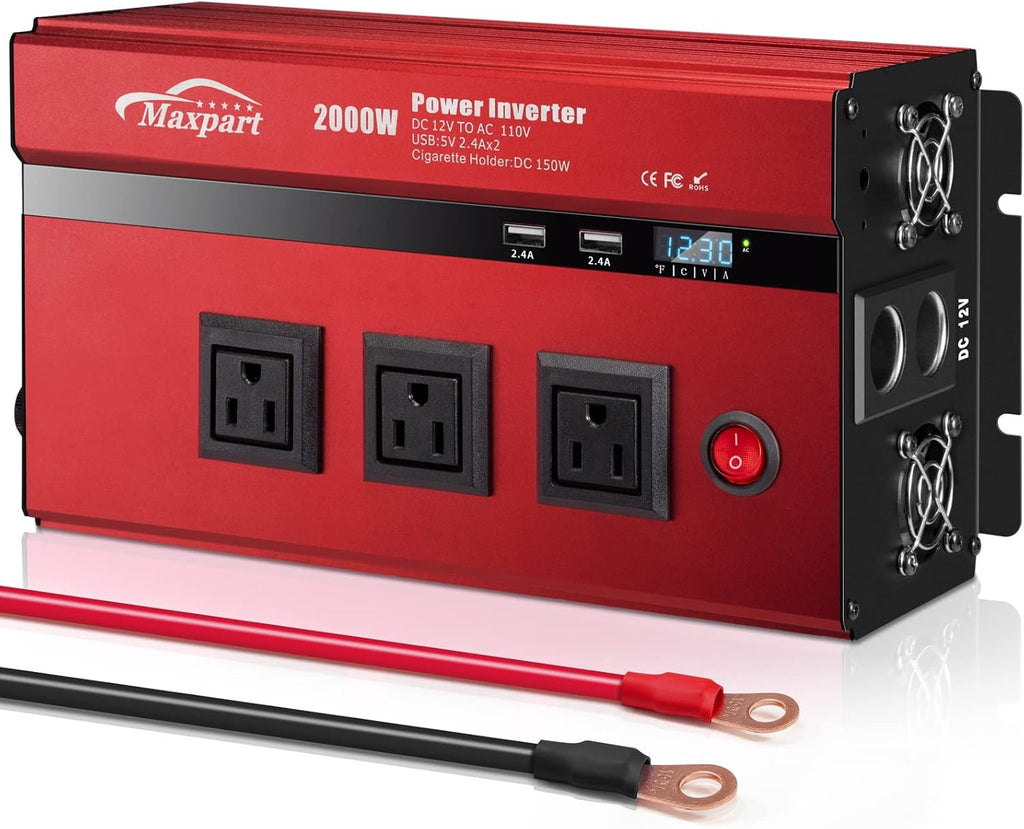 2000W Power Inverter 12v DC to 110v AC Converter with 3 AC Outlets L25153