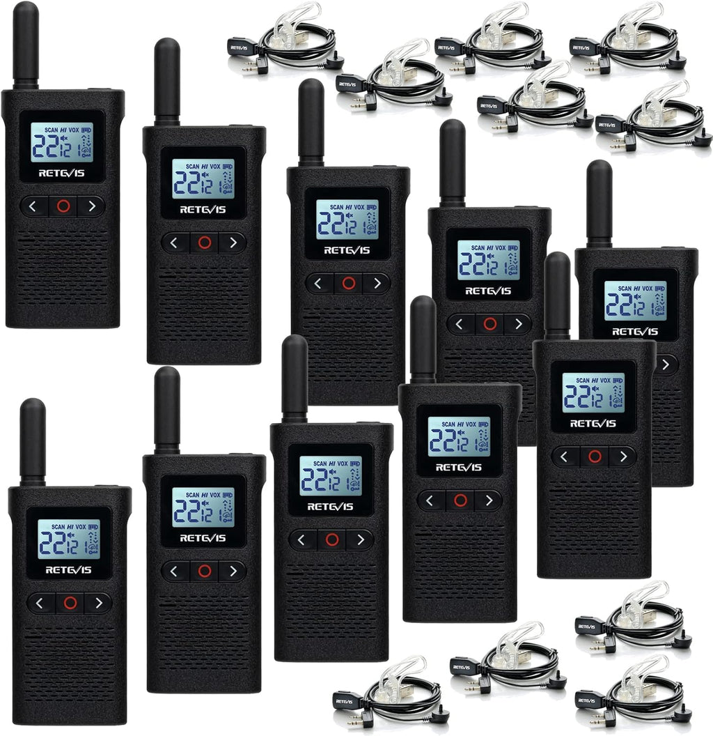 10 Pack Rechargeable Walkie Talkies with Earpiece F721