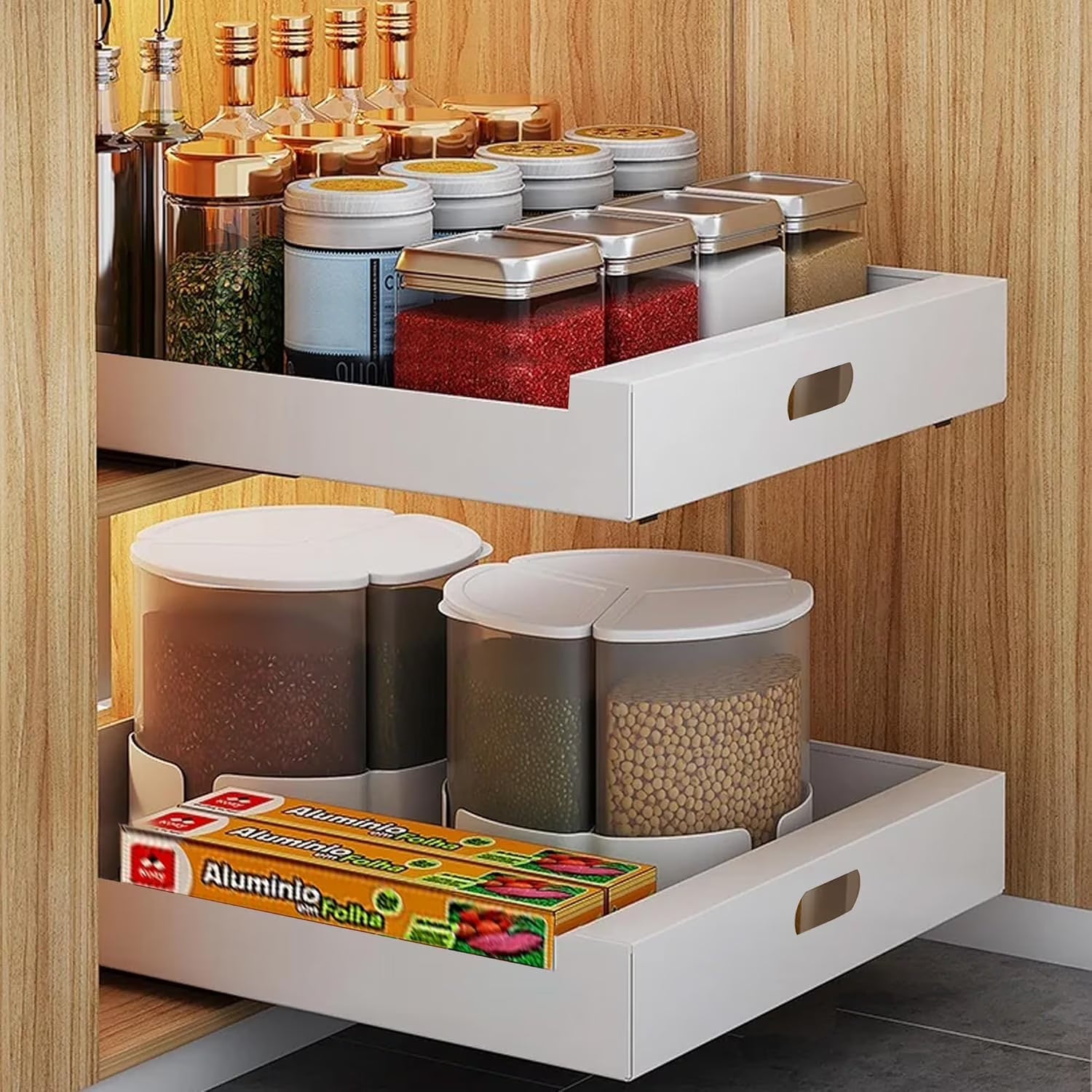 2 Pack Pull Out Drawers for Cabinets, 10W x 16.9D x 3.1H Carbon Steel A218