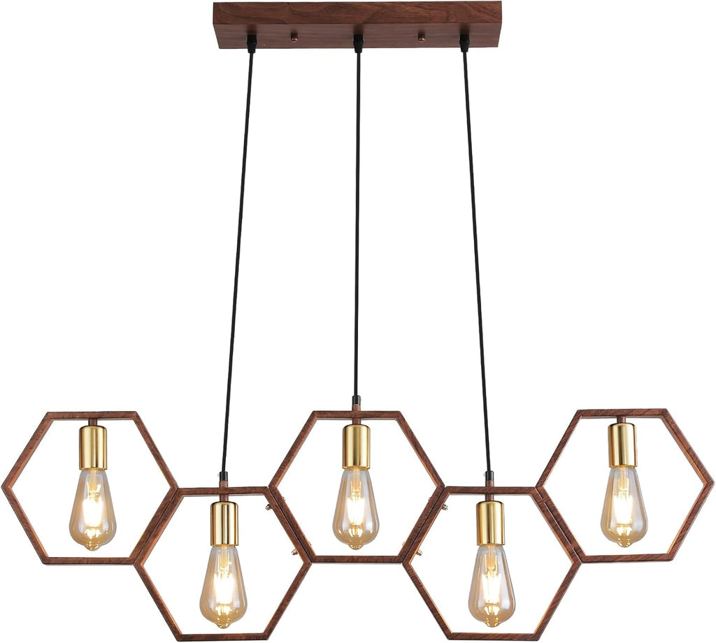 Black Metal 5 Light Rectangular Chandelier C889