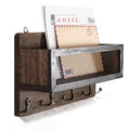 Grey Wooden Wall Key Rack with 4 Double Key Hooks V1863