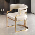 White Leather Tub Chair with Golden Metal Legs B5002