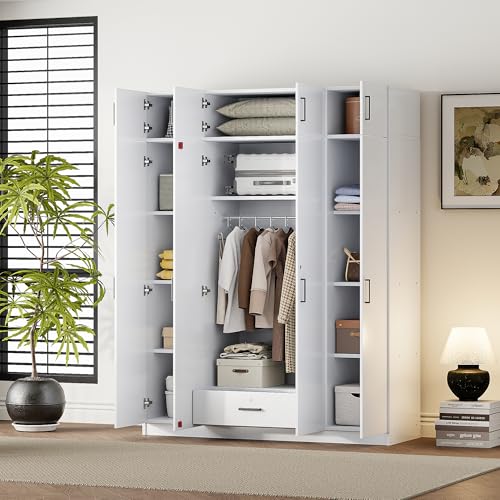 Wood Clothes Storage Cabinet with Sliding Door and 2 Drawers C374