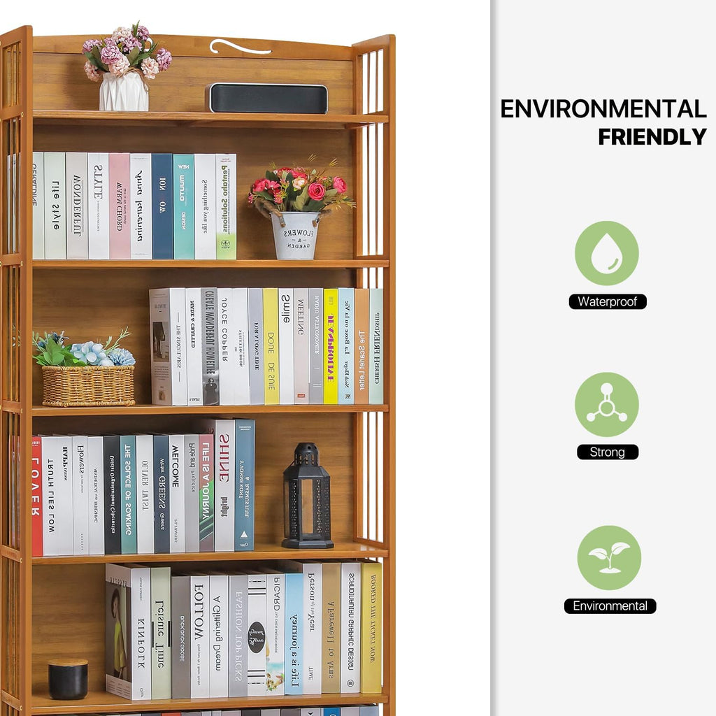 6-Tier Bamboo Tall Narrow Bookshelf A808