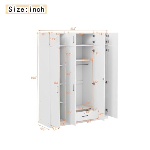 Wood Clothes Storage Cabinet with Sliding Door and 2 Drawers C374