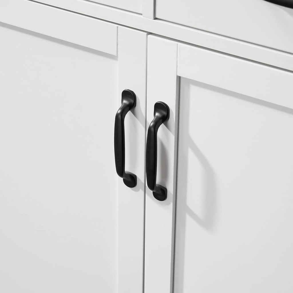 White Rubber Wood Top Rolling Kitchen Cart with Double Doors and Drawers J445248