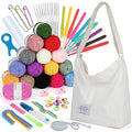 70 Pcs Crochet Kit with Yarns Crochet Hooks Canvas Tote Bag C7946