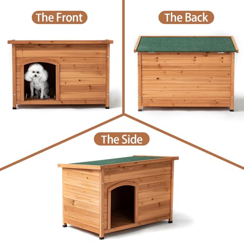 Outdoor Wooden Dog House with Wooden Floor (34" W x 25" D x 23" H) N68871