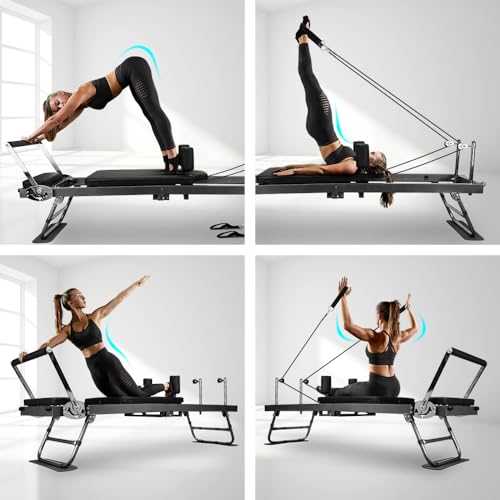 Gray Foldable Pilates Reformer R6058
