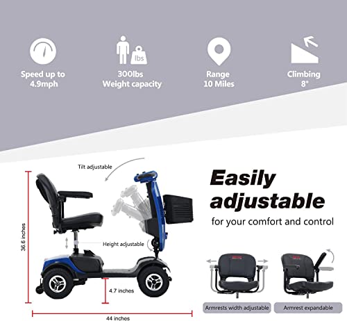 Electric Medical Scooter with USB Charging Port, MAX Load 300LBS Q872060