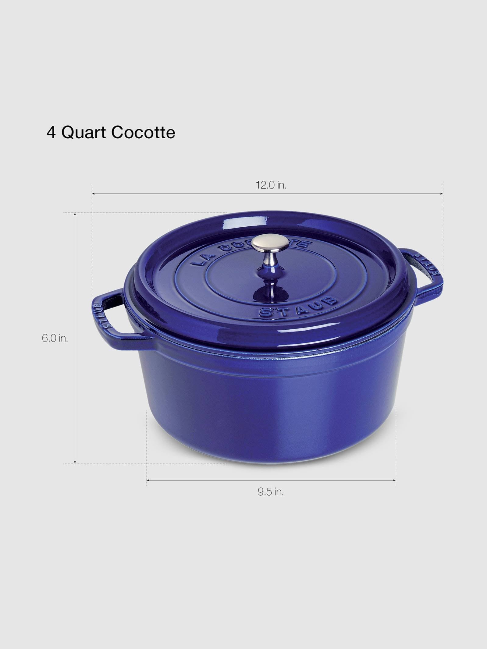 Dark Blue Cast Iron 4-Quart Round Cocotte A2168