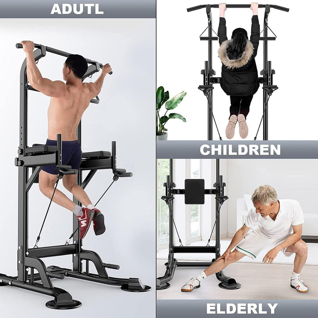 Adjustable Height Pull Up Bar Dip Station Strength Training Equipment 330LBS K592