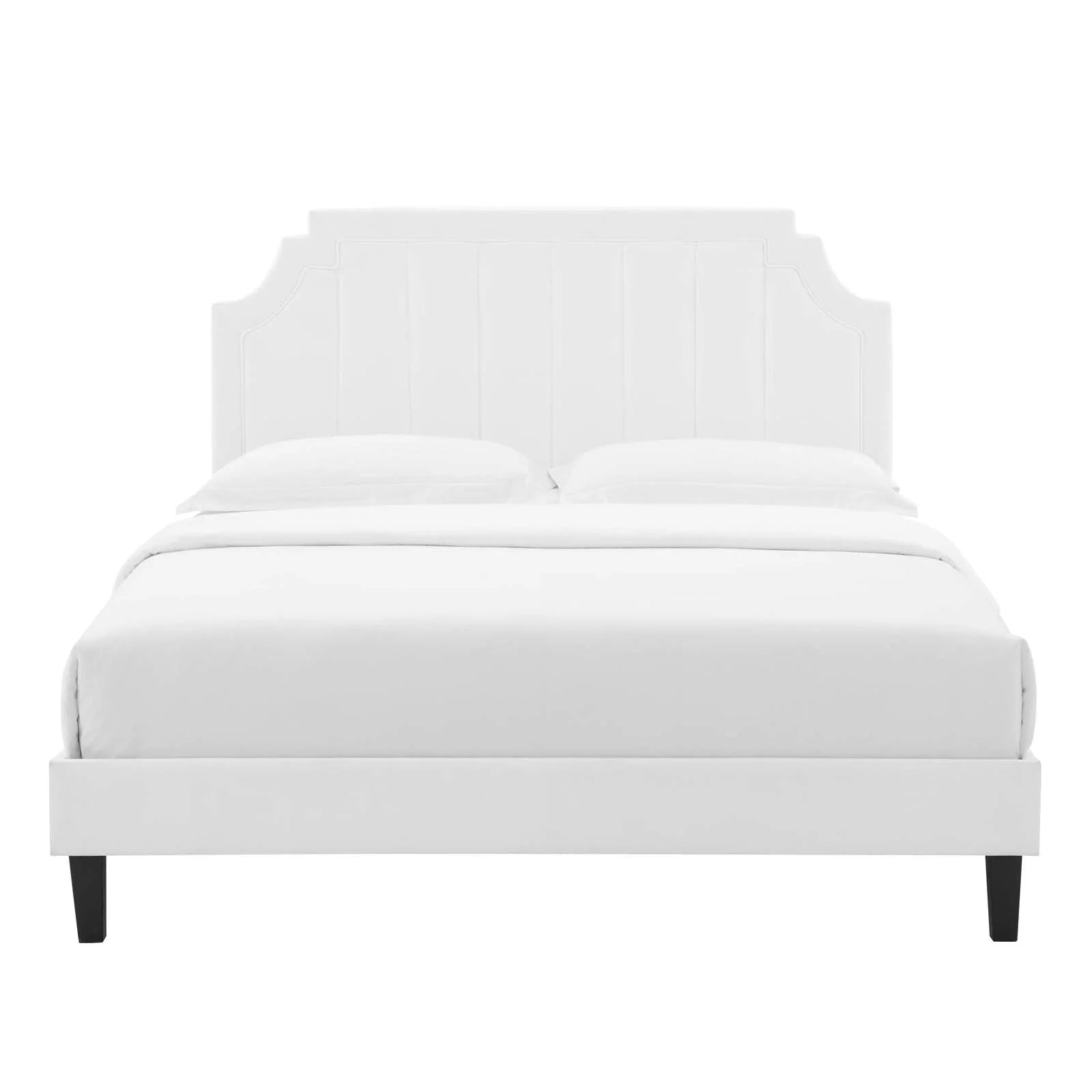 White Velvet King Platform Bed B82507