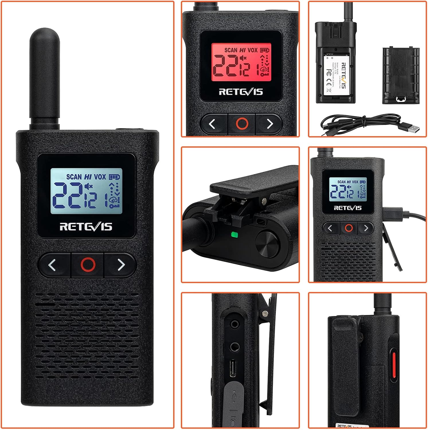 10 Pack Rechargeable Walkie Talkies with Earpiece F721