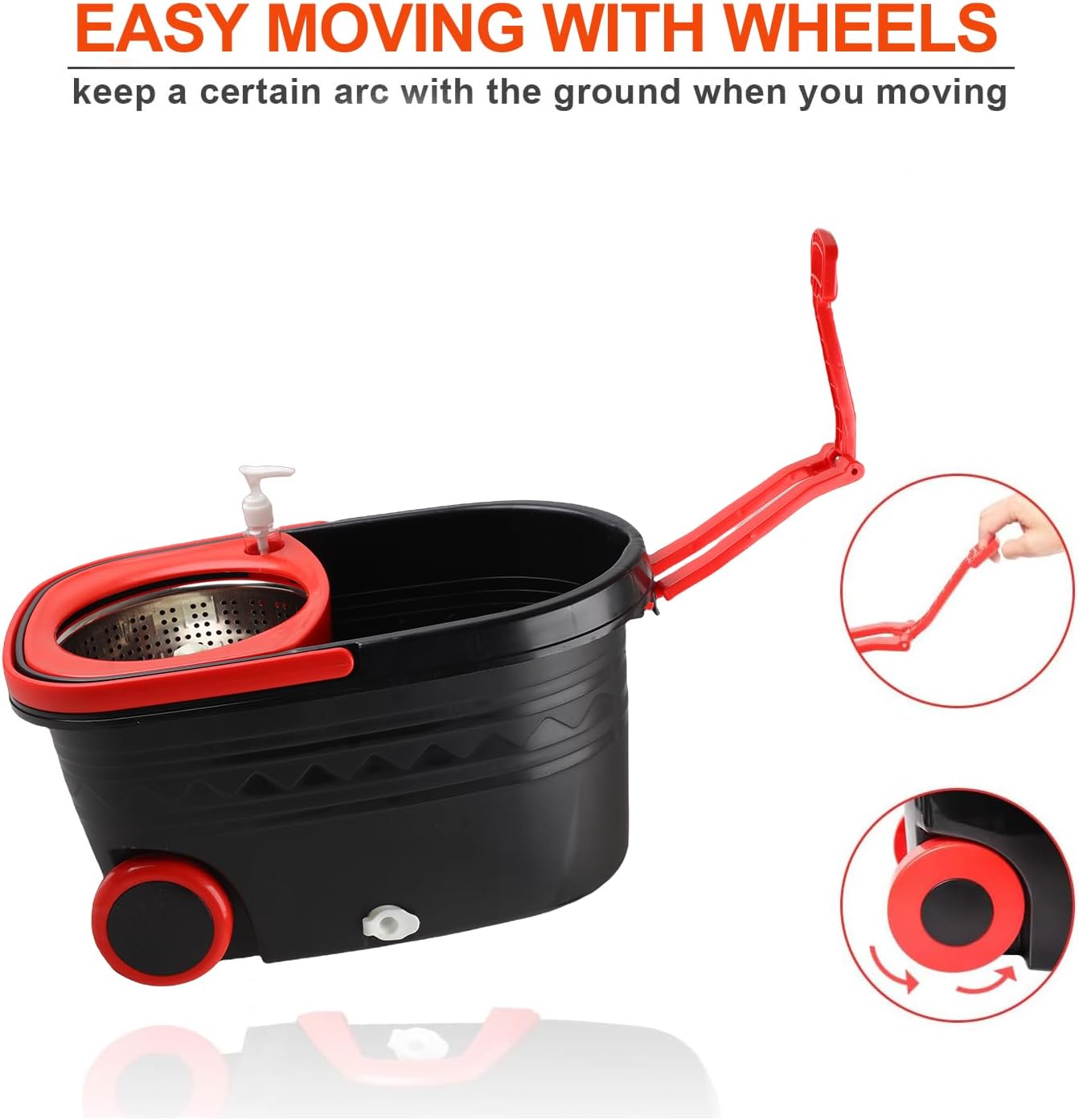 Spin Mop and Bucket with Wringer Set, 360° Rotating Mop Bucket System with 3 Microfiber Mop, Stainless Steel Floor Cleaning System F279