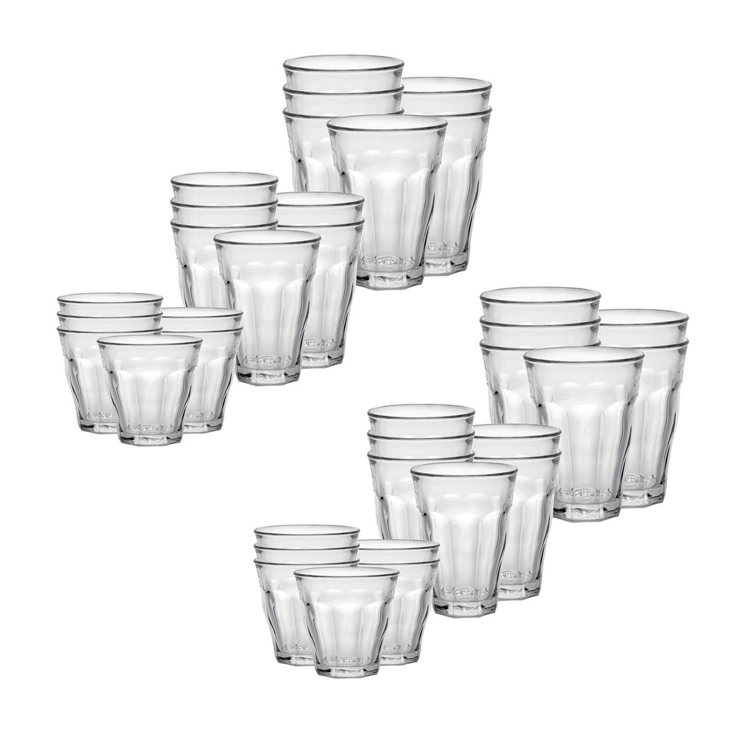 36 Piece Clear Tempered Glass Drinkware and Tumbler E555