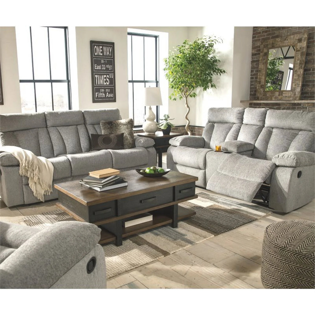Contemporary Reclining Loveseat with Console in Fog N295148