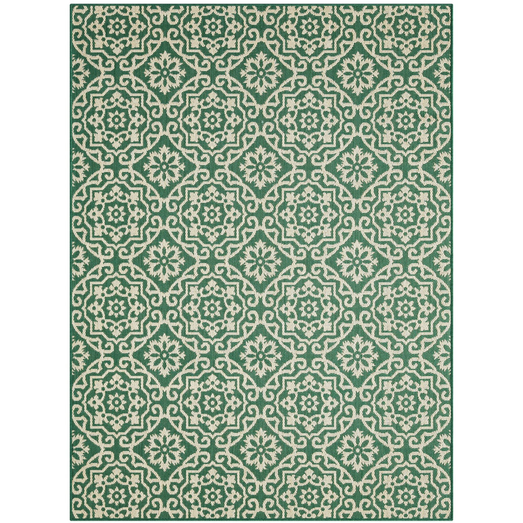 Green/Beige Geometric Indoor/Outdoor Area Rug, 5'2"x7'2" W794