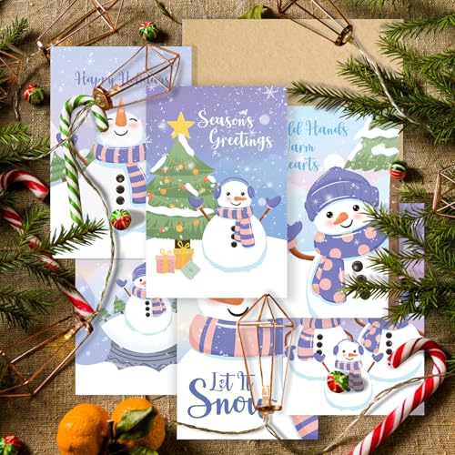 24 Cute Snowman Christmas Cards Set with Envelopes, 4x6 Inch T9766