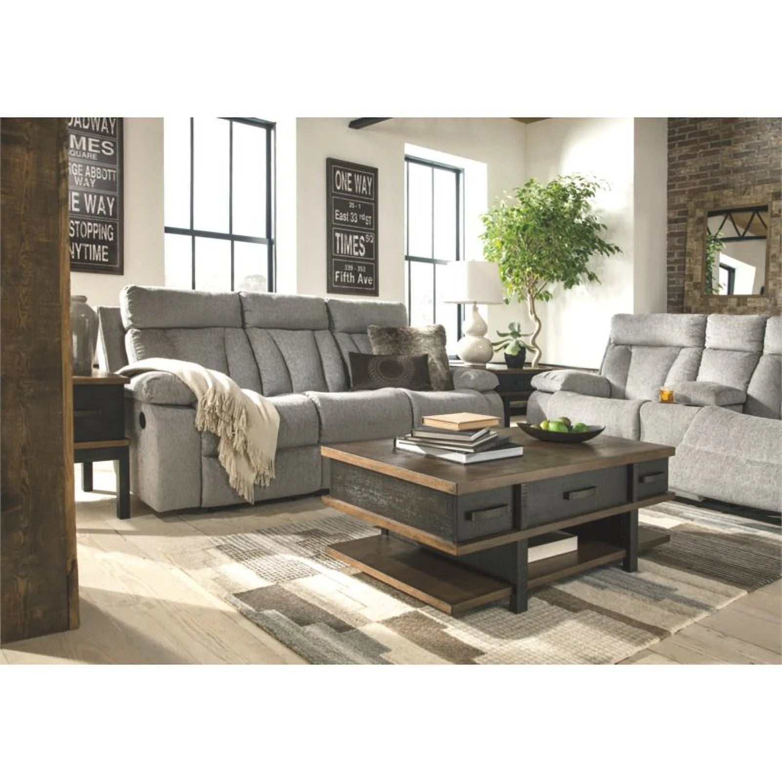 Contemporary Reclining Loveseat with Console in Fog N295148