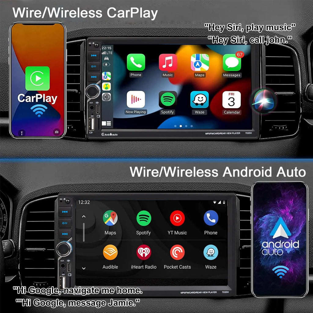 Wireless Double Din Car Stereo 7 Touchscreen M36054