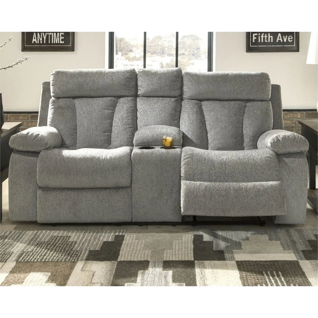 Contemporary Reclining Loveseat with Console in Fog N295148