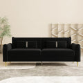 85 in 3-Seat Velvet Couch with Solid Wood Frame, 2 Pillows, Gold Legs Q25644