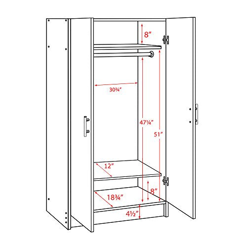 Gray 32" Storage Cabinet with Hanging Rail and Shelves E7002