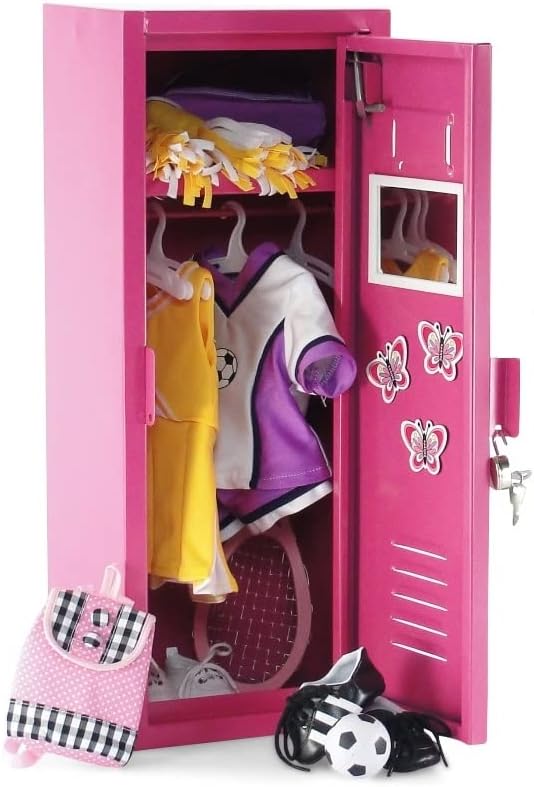 18 Inch Doll Clothes Storage with Lock, Key & 5 Hangers A7842