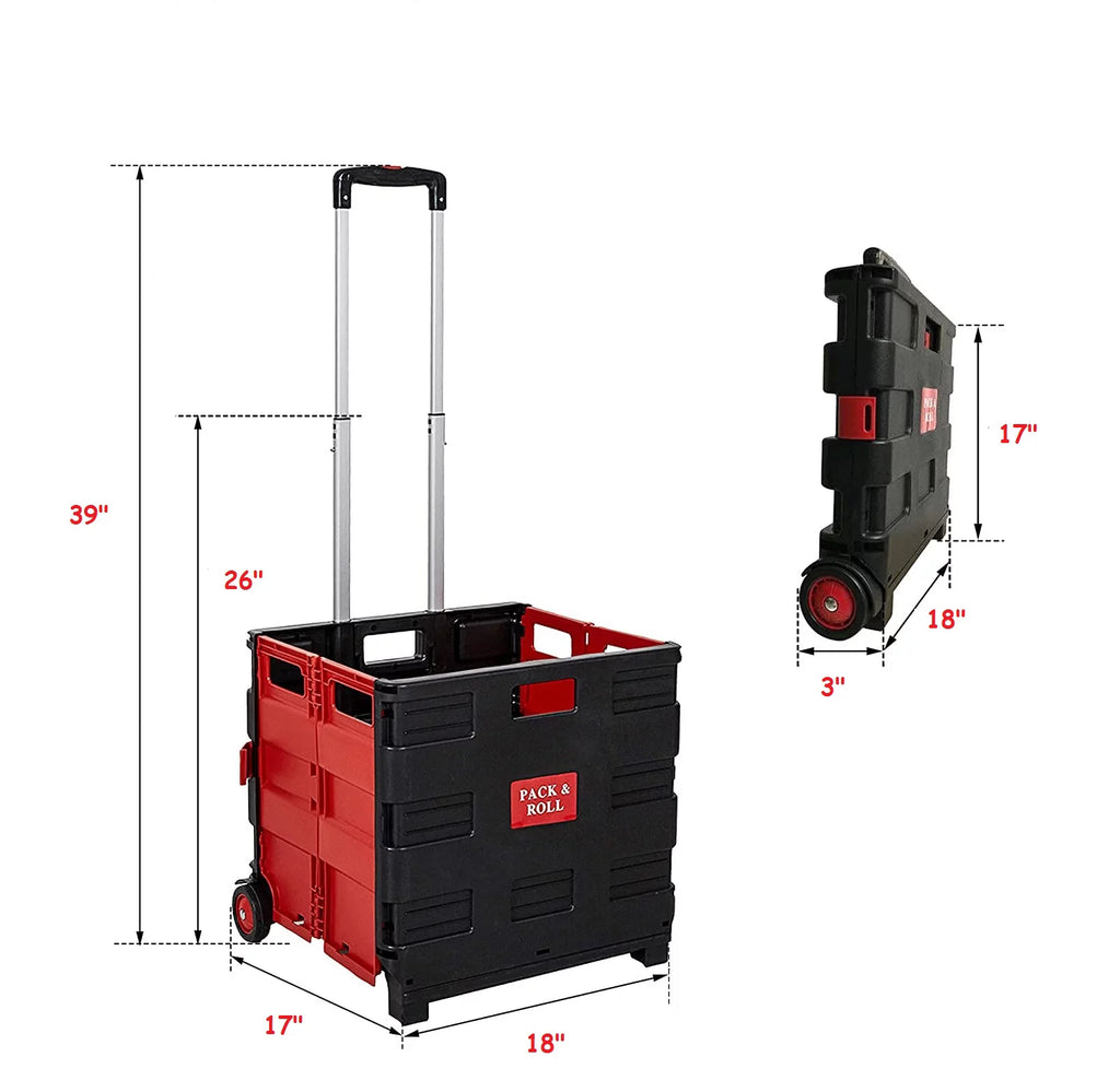 Red Folding Shopping Cart with Wheels Z429