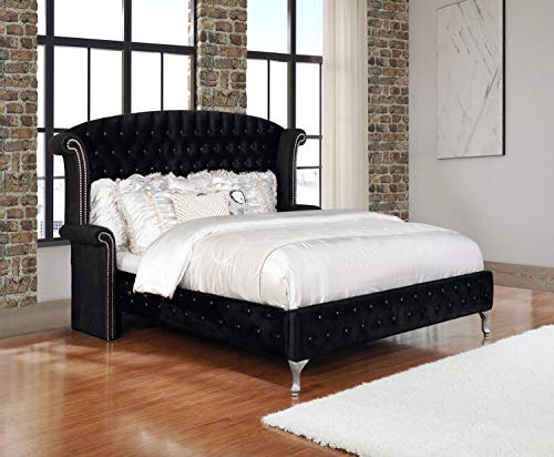 Queen Tufted Upholstered Bed Black V538