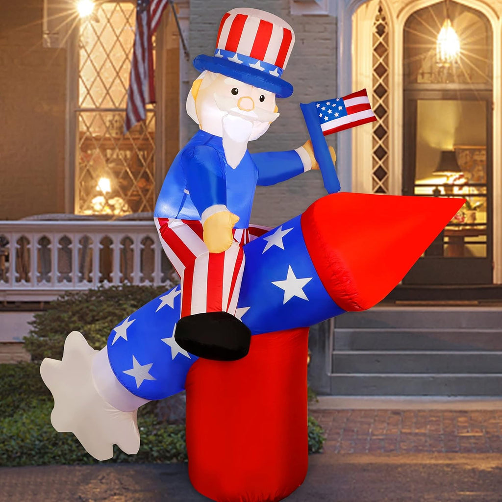 5.6 FT Inflatable Uncle Sam on Rocket with LED R288928