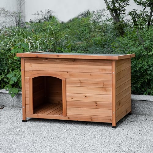 Outdoor Wooden Dog House with Wooden Floor (34" W x 25" D x 23" H) N68871