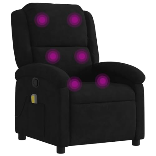 Black Velvet Massage Recliner Chair with Adjustable Footrest and Headrest X1648