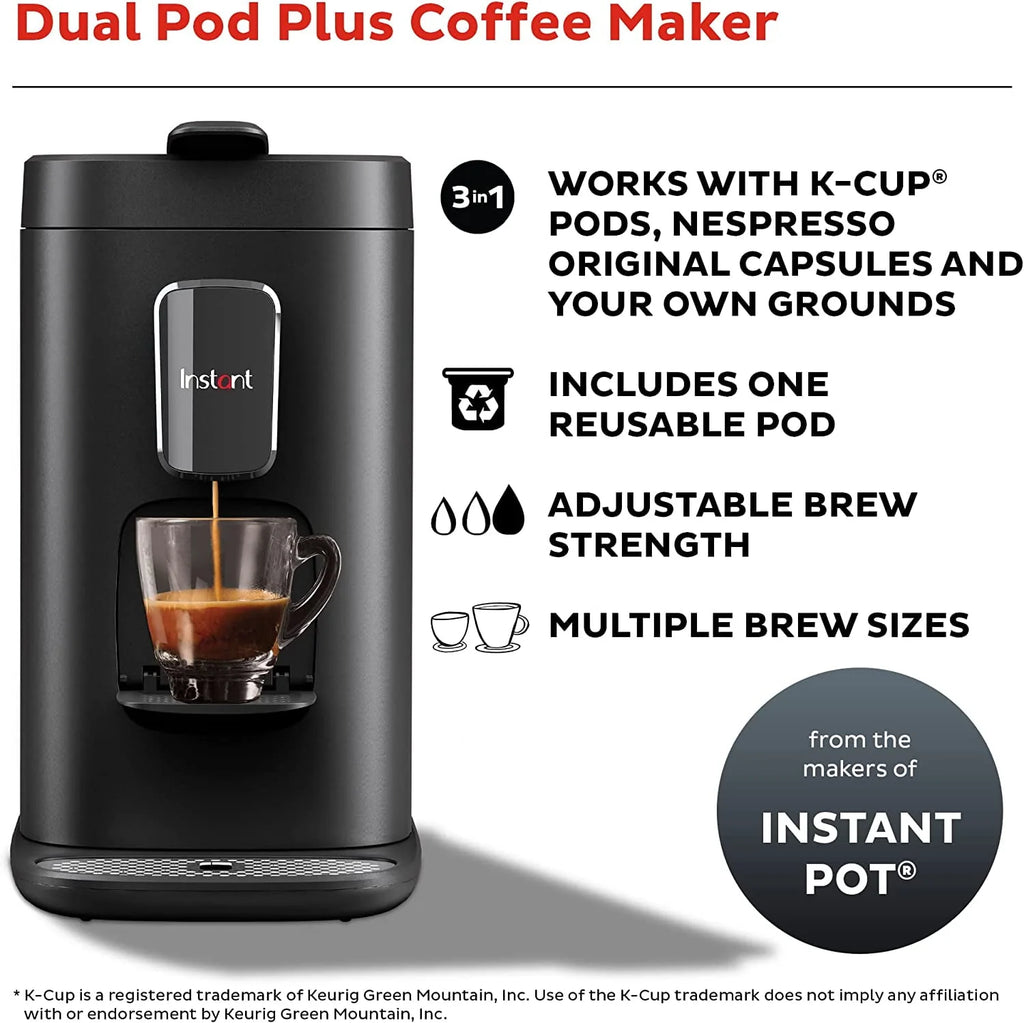 Dual Pod 2-in-1 Coffee Maker and Espresso Maker with Reusable Ground Coffee Pod W8383
