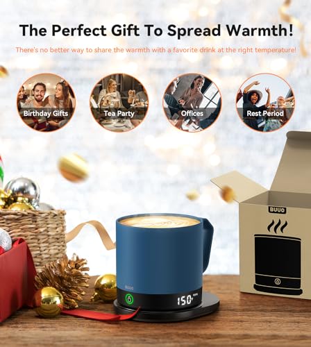 Self-Heating Coffee Mug with LED Display (Black – 14 oz) S58384