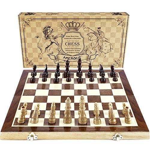15 Inches Magnetic Wooden Chess Set with Folding Board H130