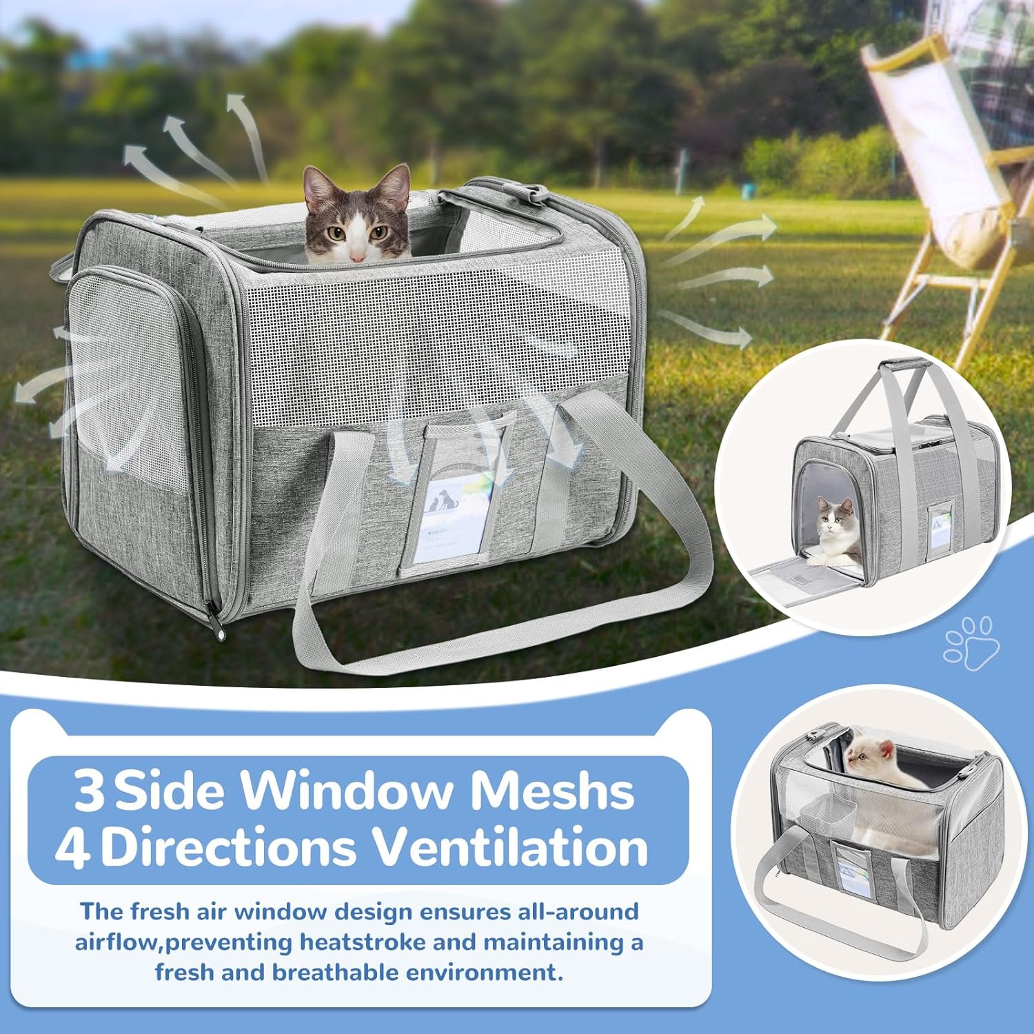 Gray Soft Sided Cat Carrier F208902