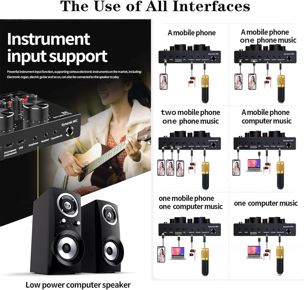Podcast Equipment Bundle with Voice Changer Live Sound Card Audio Interface Pack of 2 Y52459