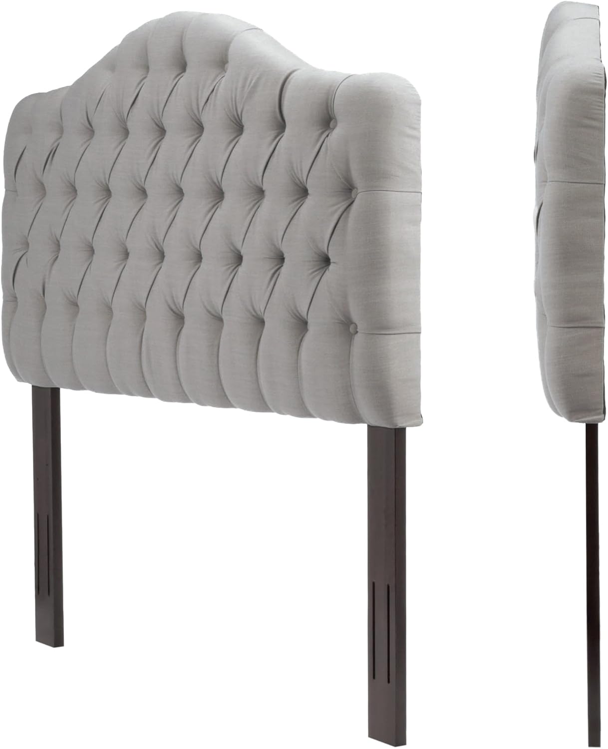 Upholstered Adjustable Headboard Panel with Solid Wood Frame and Button-Tufted Design - Putty Finish - Twin H6856