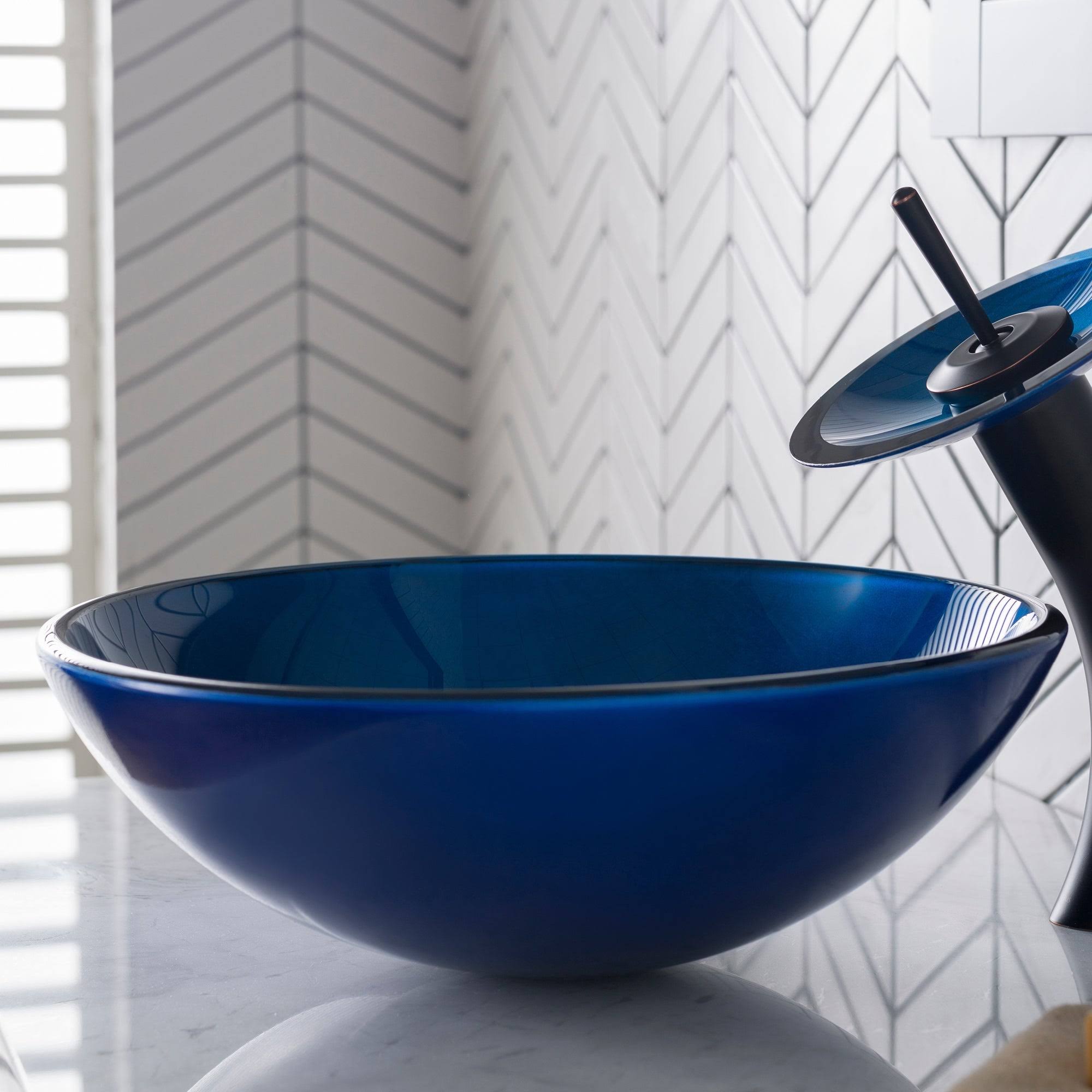 Blue Glass Vessel Sink Y9565