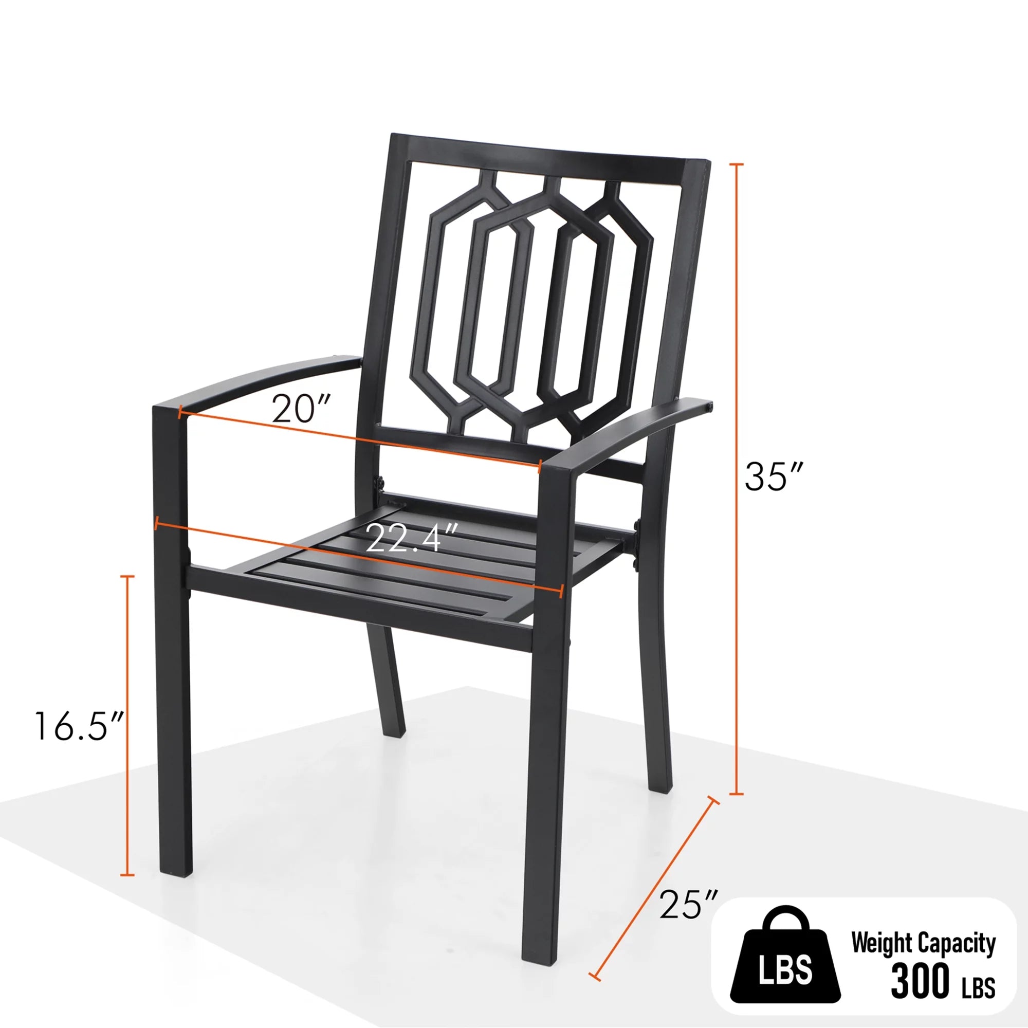 6-Piece Outdoor Patio Set with 10 FT Umbrella, 4 PCS Metal Steel Stacking Chairs & 1 PC Square Dining Table, Orange Red Umbrella V55341