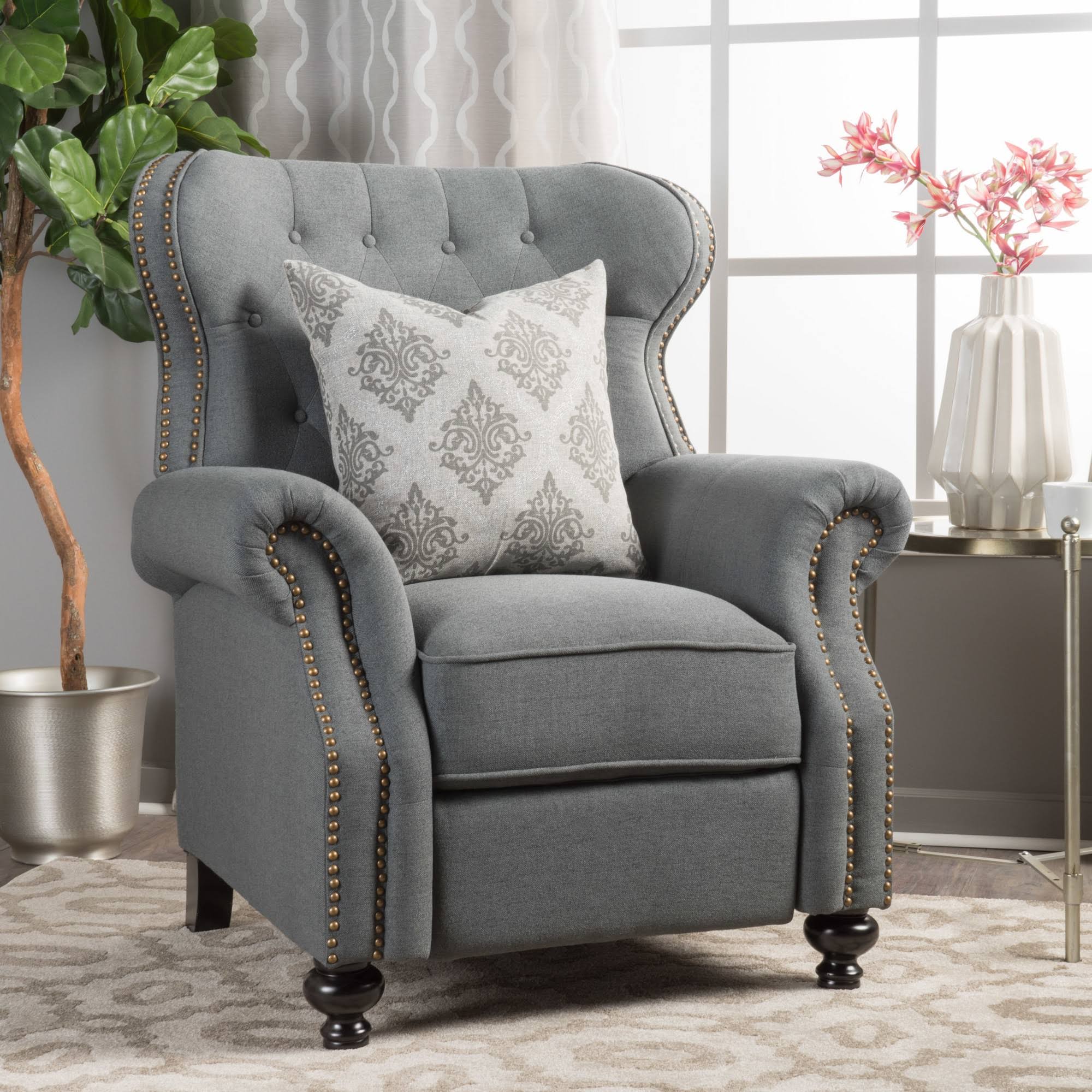 Tufted Recliner Charcoal W1379